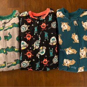 Carter's Kids Pajama Set - Green, Black, Teal all one piece footsie Pjs